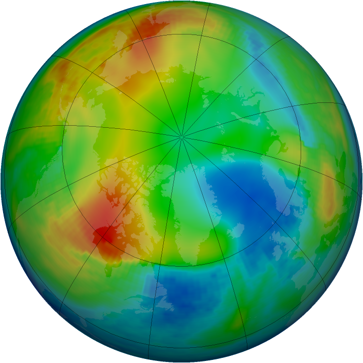 Arctic ozone map for 29 December 1982